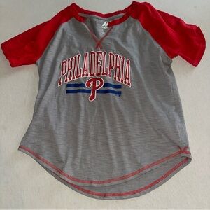 Womens Size Small Philadelphia Kids Gray and Red Baseball Tee.